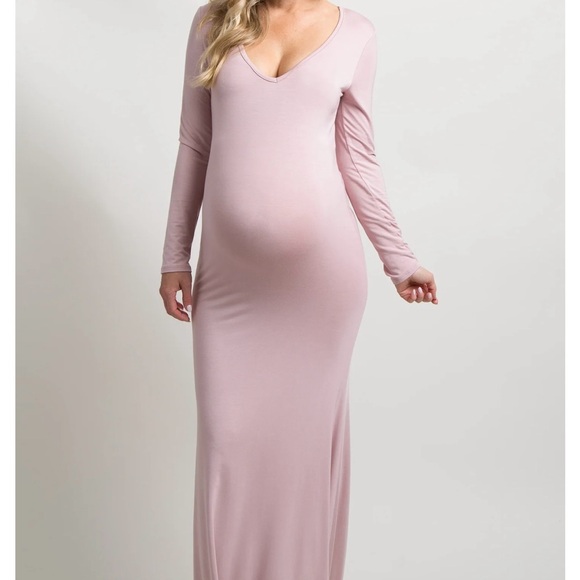 Pinkblush Soft Pink Long Sleeve Maternity Dress - Picture 1 of 1